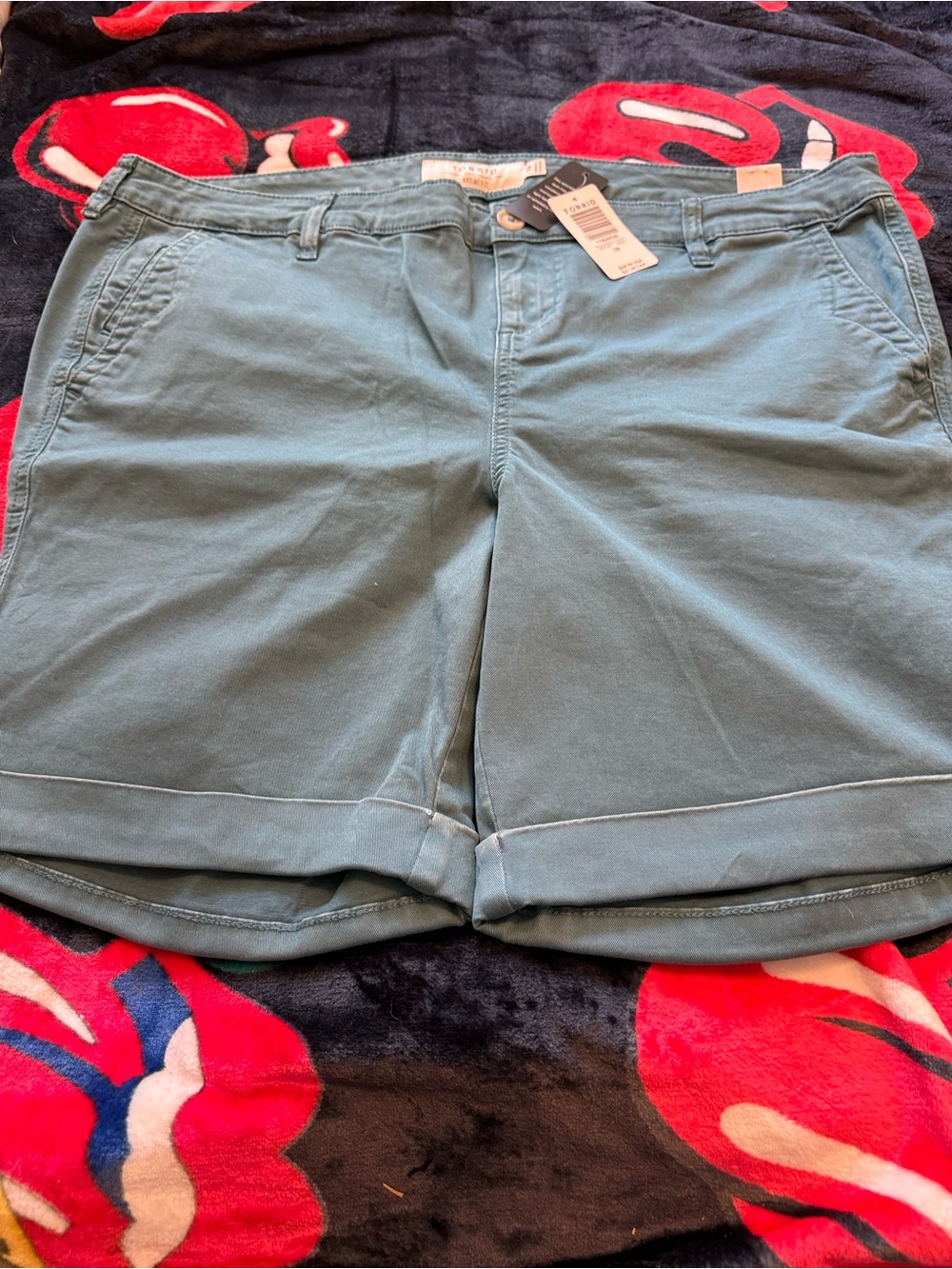 torrid sage green cuffed chino bermuda shorts